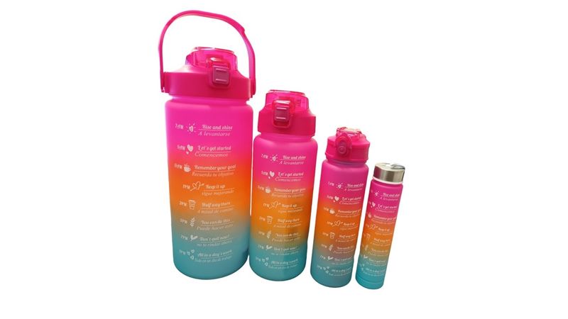 4 Piece Water Bottles - 3.3L, 1.7L, 1L, 0.5L - Motivational