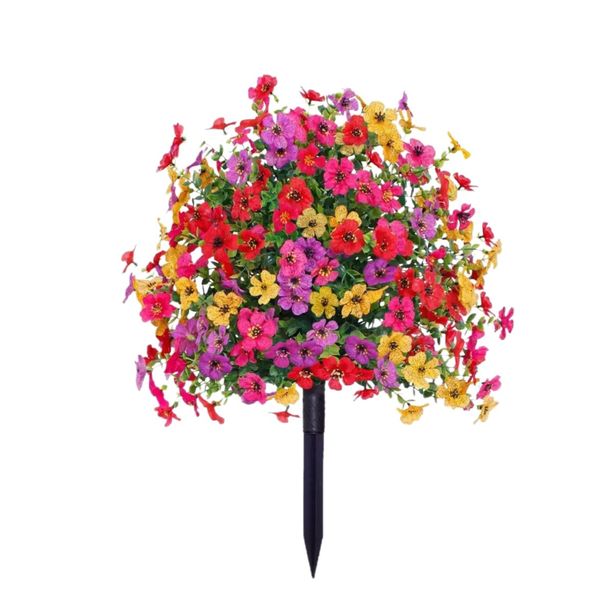 Artificial Petunias with Ground Stake, 22" Outdoor Faux Flowers for Garden