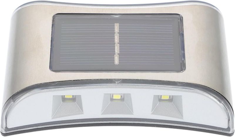 Solar Powered Garden Wall Light 6led Stainless Steel Outdoor Yard Lamp