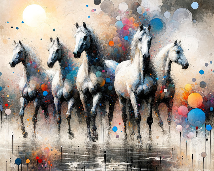Canvas Wall Art Decor - Carmague Horses Artwork
