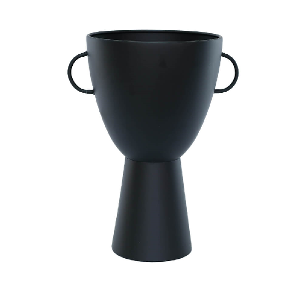 Mento Handled Aluminum Black Vase