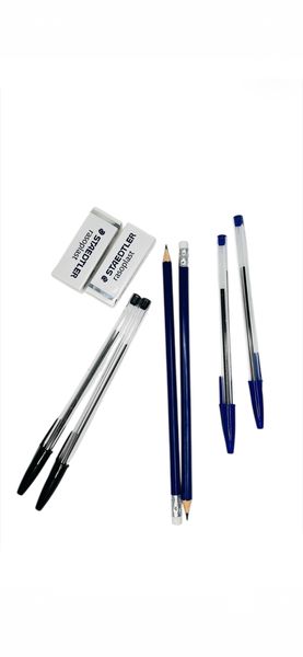 Basic Stationery Writing Set - Pens, Pencils &amp; Erasers (8-Piece)