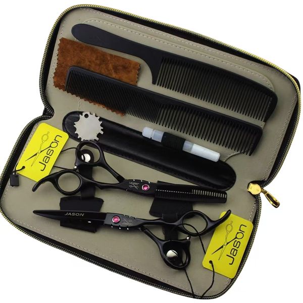 Professional Hairdressing Scissors Set Ice Forging Process Black Paint