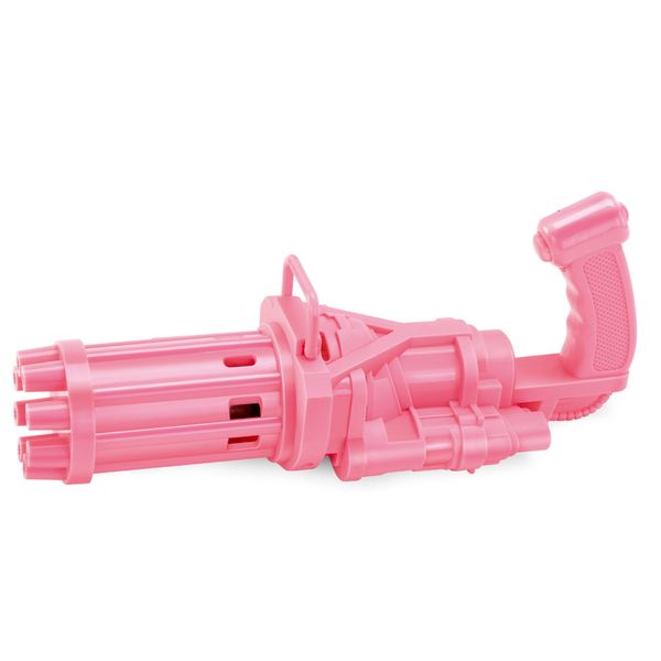 JB LUXX 20cm 8 HOLE Gatling Electric Bubble Gun Machine - Pink Gun