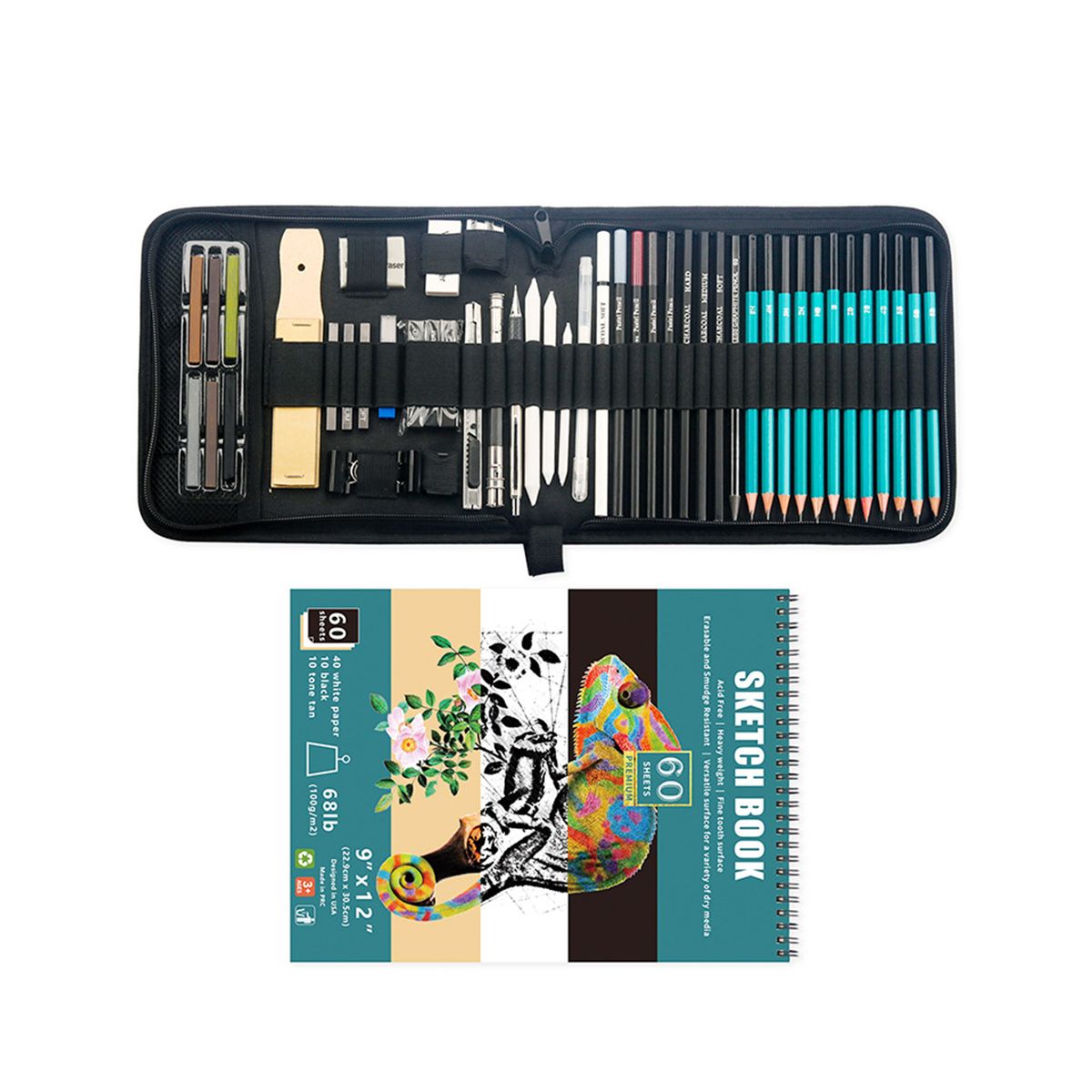 50pcs Drawing Pencils Shading Pencils Set Drawing Kit Sketch Pencils