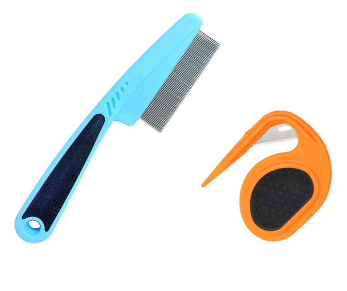 Dog &amp; Cat Open Knot &amp; Fine-Tooth Flea Comb Set - 2Pack/Pet Grooming