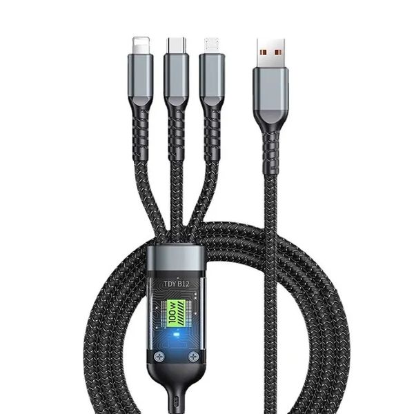 3-in-1 100W Fast Charging USB To Type-C Micro Fast Charger Cable