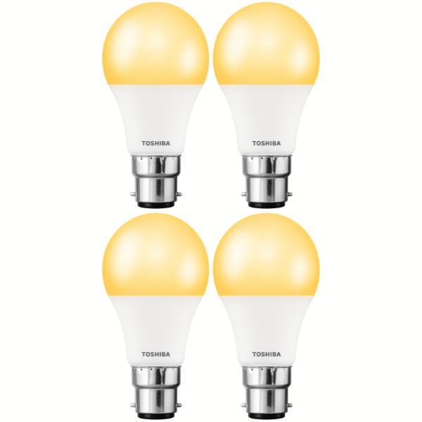 TOSHIBA B22 A60 LED Light Bulb 6W Warm White 3000K - 4 Pack