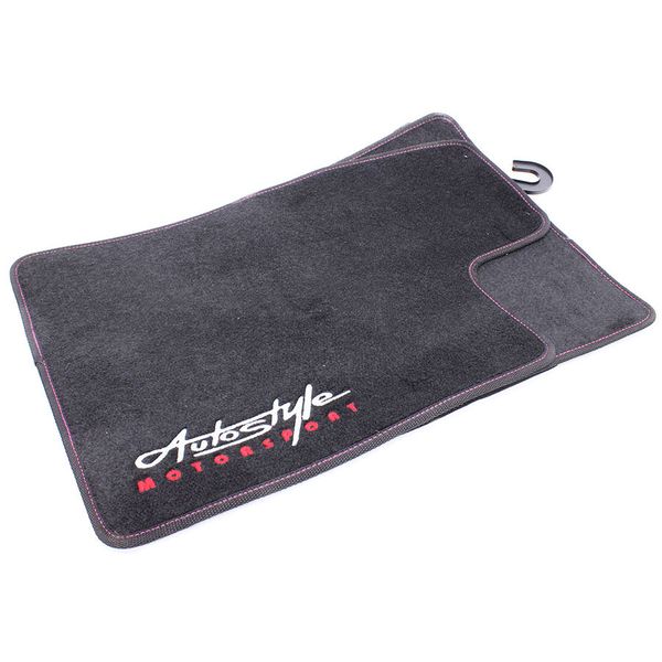 Black with Pink Stitching Universal Floor Mats with Autostyle Branding -Set
