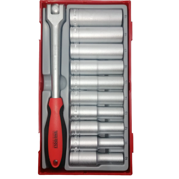 TengTools - 11 Piece 1/2inch Drive Deep Socket Set - TT1211