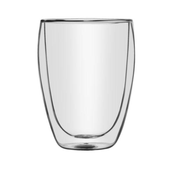 350ml Double Wall Glass Coffee Cup for Hot or Cold drinks