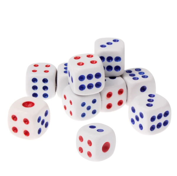 10 Piece 14mm White Dice KA-1169