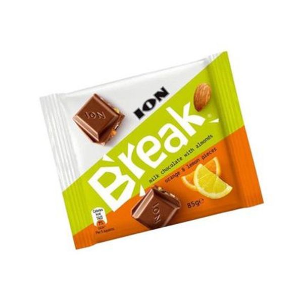 Ion Break M/Choc W/Almonds,Orange &amp; Lemon - 1 Pack x 85g