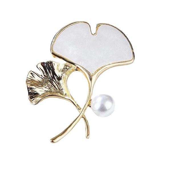Vintage Golden Openwork Flowers With Pearls And Shell Lapel Brooch