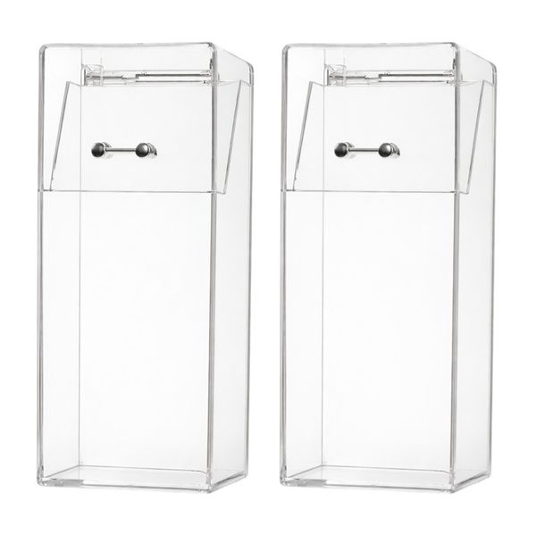 2 Pack - Plastic Tall Rectangular Storage Holder - Transparent