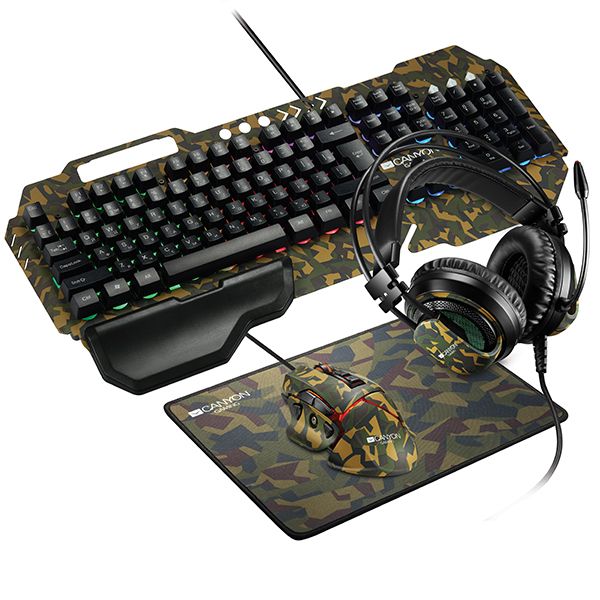 Canyon Argama 4in1 Gaming Set - Mechanical Keyboard, Headphone, Mouse, Pad