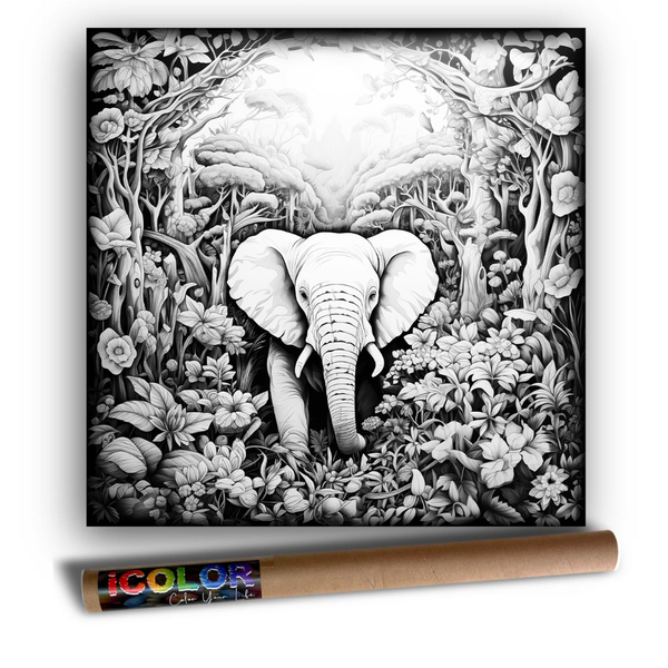 iColor Large Colouring Poster JUNGLE ELEPHANT