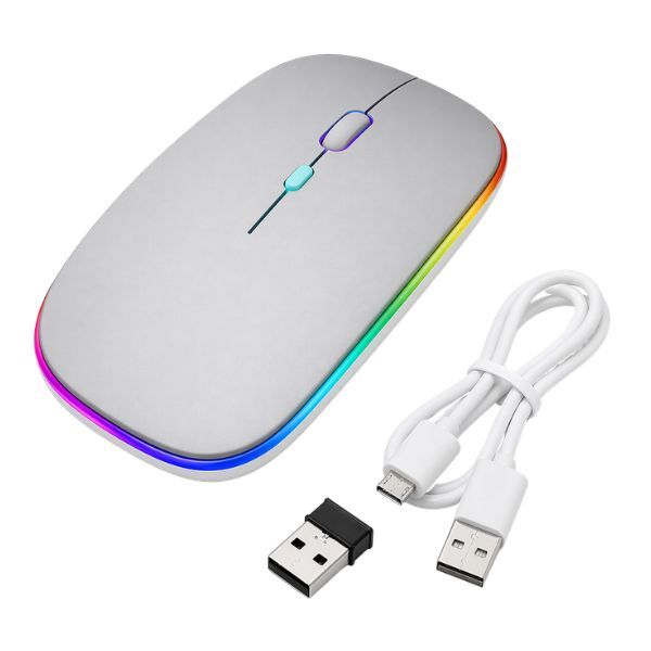 Slim Rechargeable Wireless Mouse - USB Silent Click Laptop Mouse