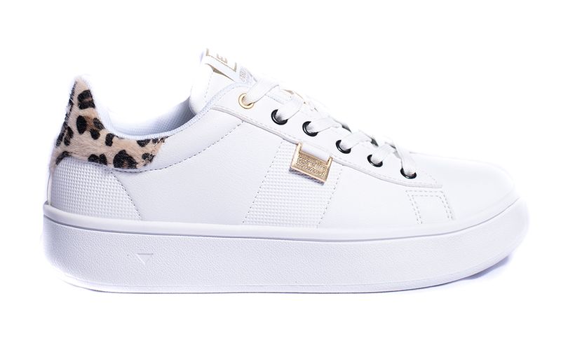 Enrico Coveri Nataly Women's Sneaker-Leoperd Print Detail - White/Print