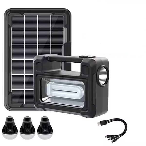 Portable Solar Power System with LED Bulb &amp; USB Output