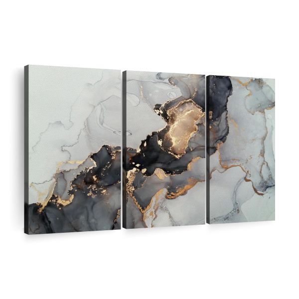 Canvas Wall Art - Abstract Fliud 3 Piece Canvas Print Living Bedroom Decor