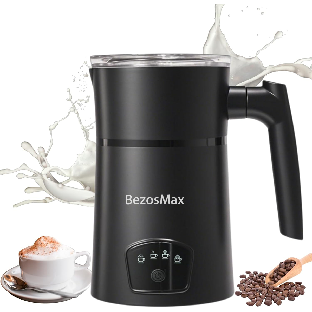 BezosMax Electric Milk Frother Cold Foam Maker 11.8oz/350Ml Capacity