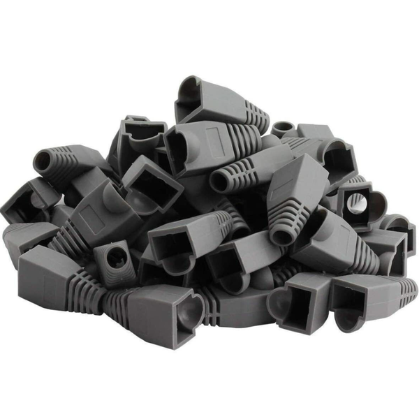 RJ45 Connectors Network Cable Cover - 100 Pack of Cable Boots Grey Casing