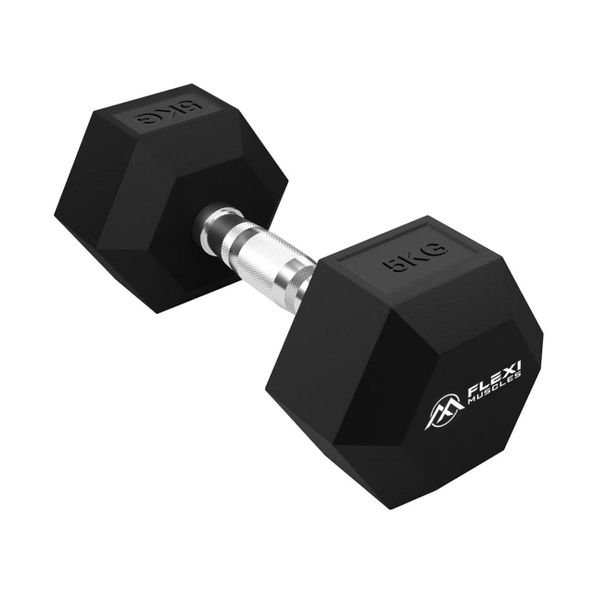 Flexi Muscles - Hexagon Shaped Rubber Encased Dumbbell for Weight Lifting.