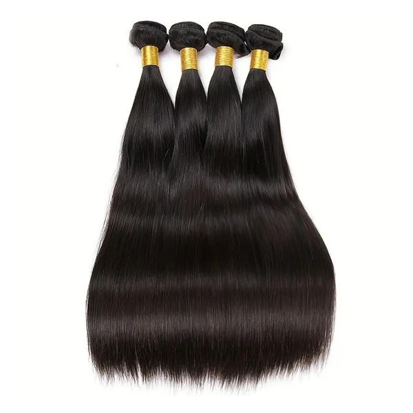 4 Bundles 200g Straight Weaves Double Machine Weft Natural Black Color