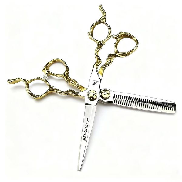 Gold Tree Root Handle Stainless Steel Thinning Scissors 6 Inch
