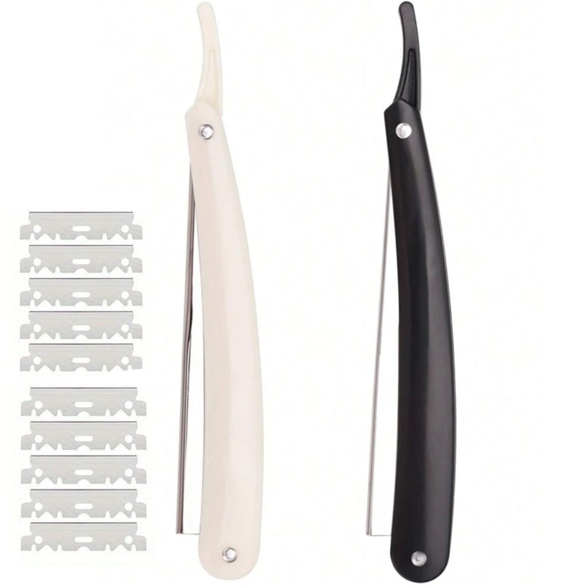 2 Acrylic Straight Edge Razors ShaverLineup with 10 Replacement