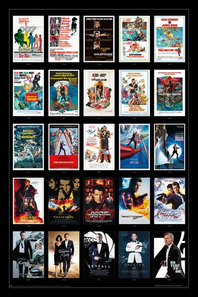James Bond (25 Films) Poster With Black Frame image