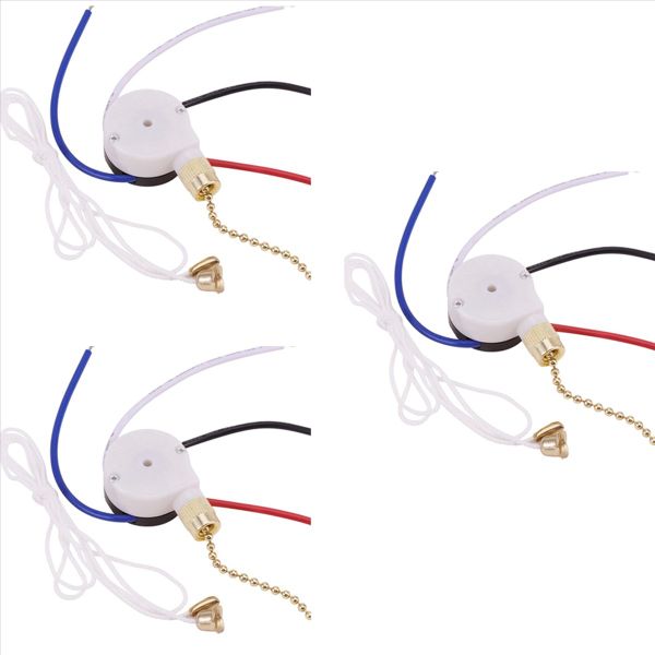 Ceiling Fan Switch Kit 3 Speed 4 Wire Ze-208S Pull Wire Switch Gold