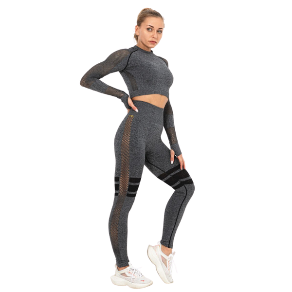 InstantFit, Mellow Grizzled-Grey Two Piece, Long Sleeve Compression Set