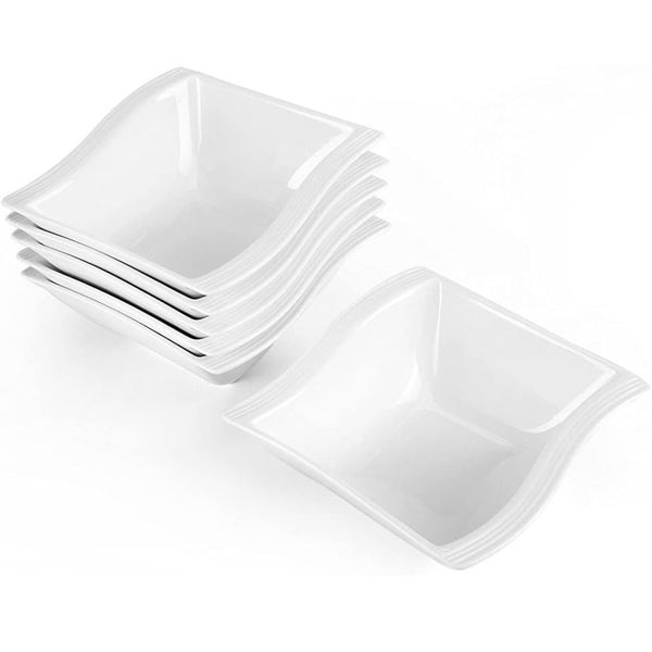 Porcelain Square Household Diner Bowl - Set of 6