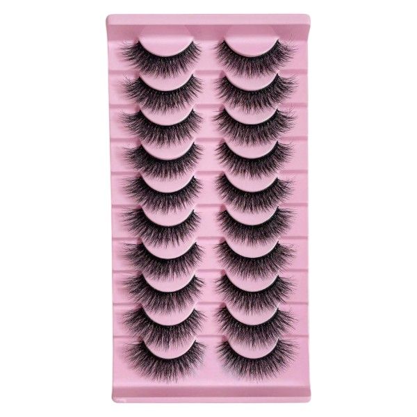 10 Pairs - 3D False Eyelashes With Fluffy Appeal - Black