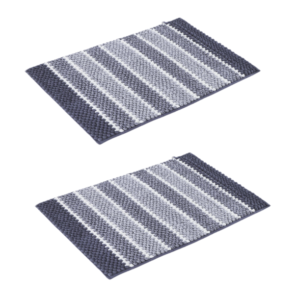 2-Pack Non-Slip Shaggy Bobble Chenille Bath Mat - 75 x 45cm