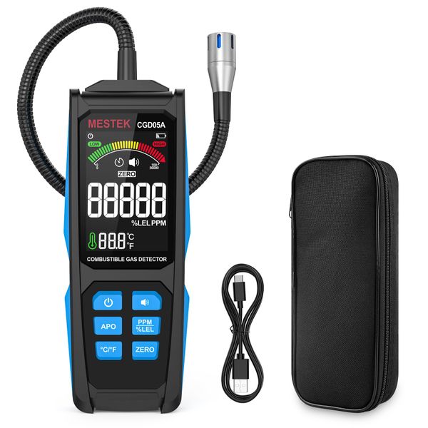 Natural Gas Leak Detector with Alarm, Gooseneck Probe, USB Rechargeable
