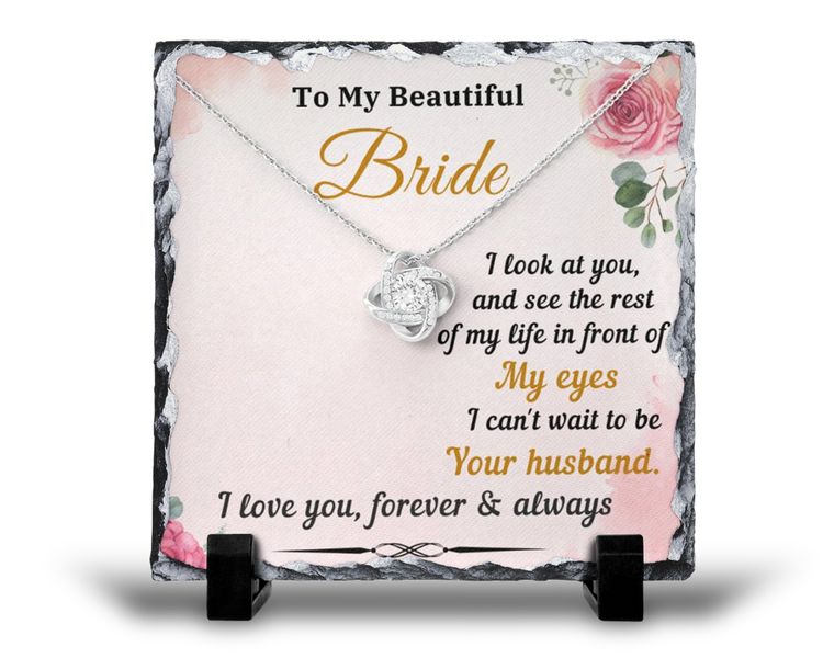 To My Beautiful Bride Wedding Day For Her v1 Gift Rock Slate