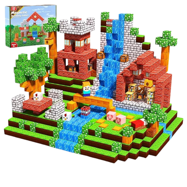 Magnetic Blocks- 100PCS Grassland Magnetic Building Blocks Set, STEM