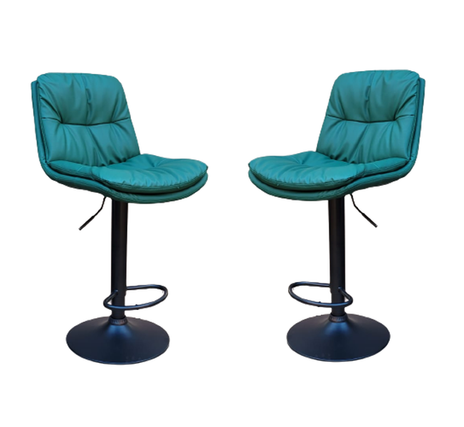 Soft Padded Perla Black Based Bar Stool - 2 Piece