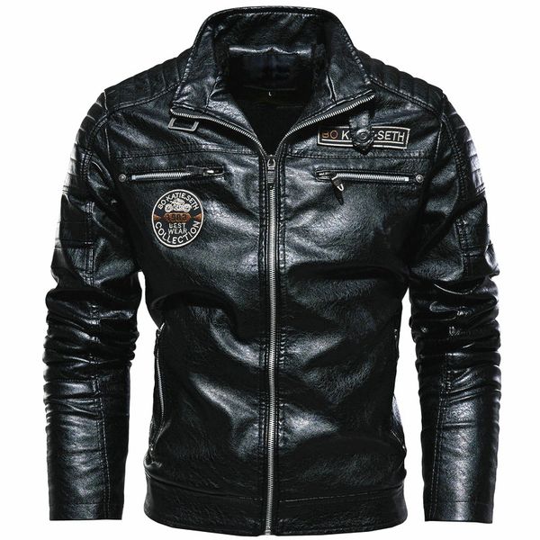 2023 Leather Jackets for Men Winter Bomber Jackets - Bike Jacket - Black