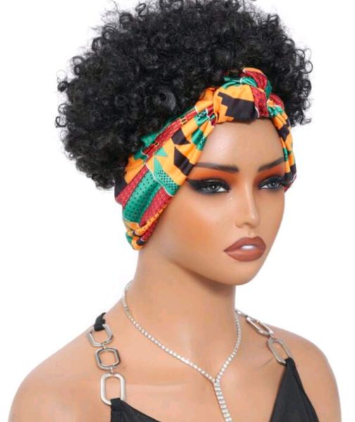 Synthetic Afro Curly Wig with Attached Headband