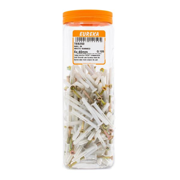 EUREKA Nail-In Anchor White Rimmed 5 x 45mm Q:120 T6B250