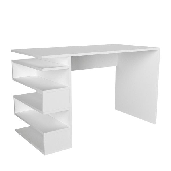 Study Desk Snake Bookshelf Storage Office Desk White