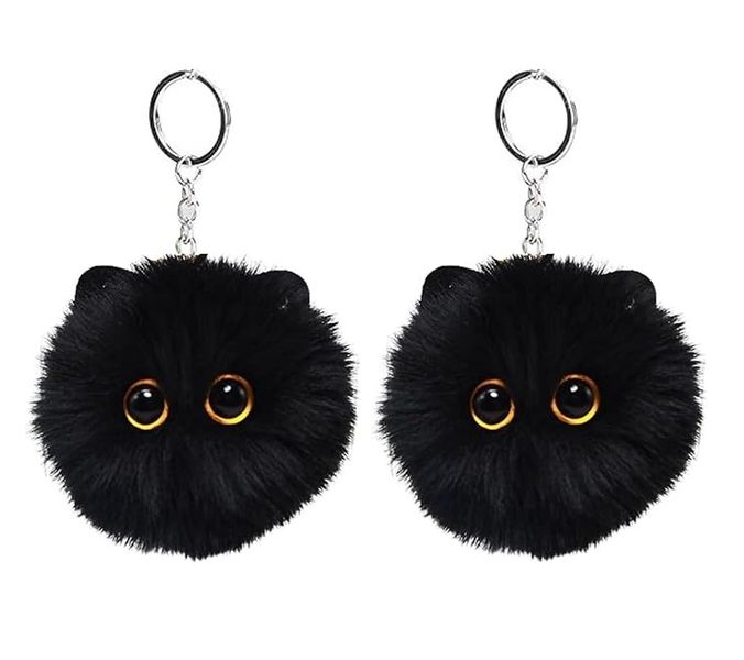 Pack of 2 Cat Keychains , Cute Plush Cartoon Cat Pendant Keychain