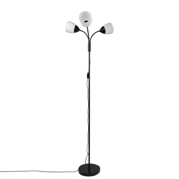 3 Heads Metal Floor Lamp Matt Black E27x3