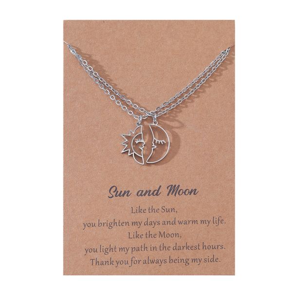 Face Sun and Moon Pendant Handmade Necklace Set