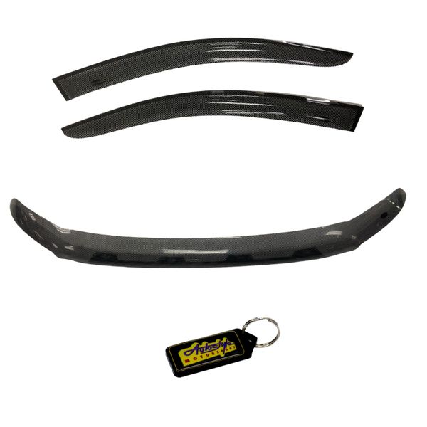 Bonnet &amp; Windshield Guard for Ford Ranger 2012-2015 - Carbon &amp; Keyring
