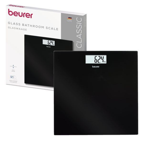 Beurer Bathroom Scale GS 10 Black Glass: Compact, Space-Saving Design 180kg